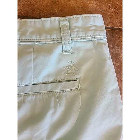 Original Penguin By Munsingwear Shorts Mens 34 Aqua 9" Inseam Chino Flat Front - Picture 8 of 8